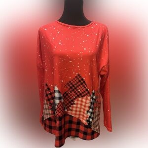 Sheilay Christmas tunic Large 23-26 bust high-low buffalo NWT